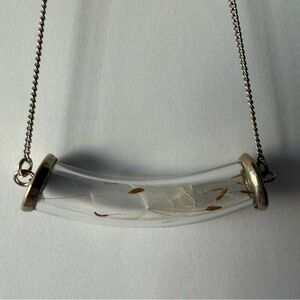 Real Dandelion Seed Wish and Hope Necklace Silver Tone 20” Chain Glass Tube